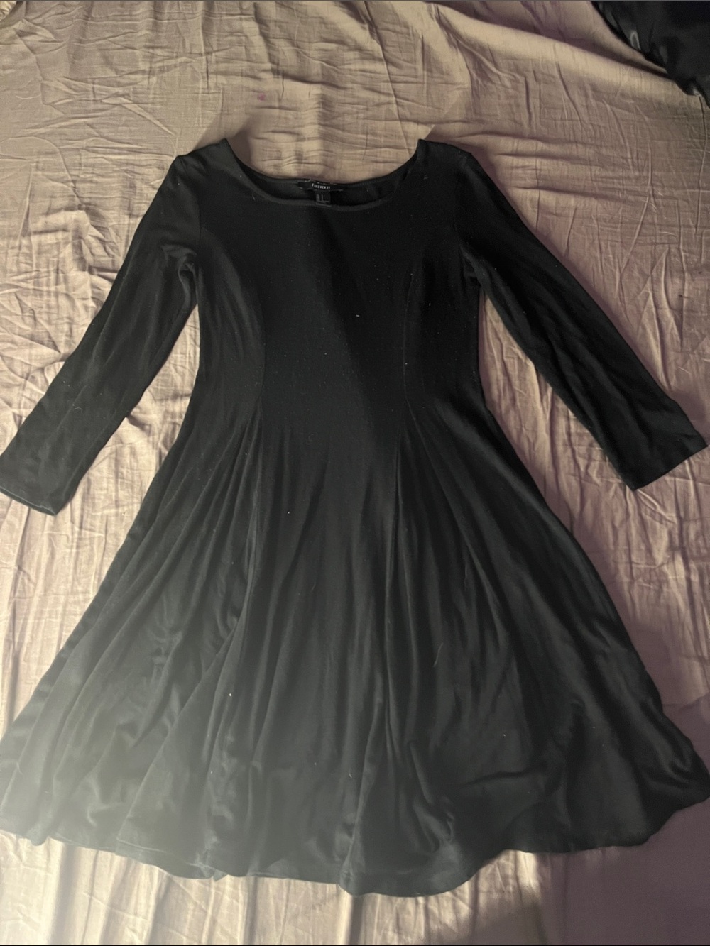 Forever 21 Black Long Sleeve Fit-and-Flare Dress